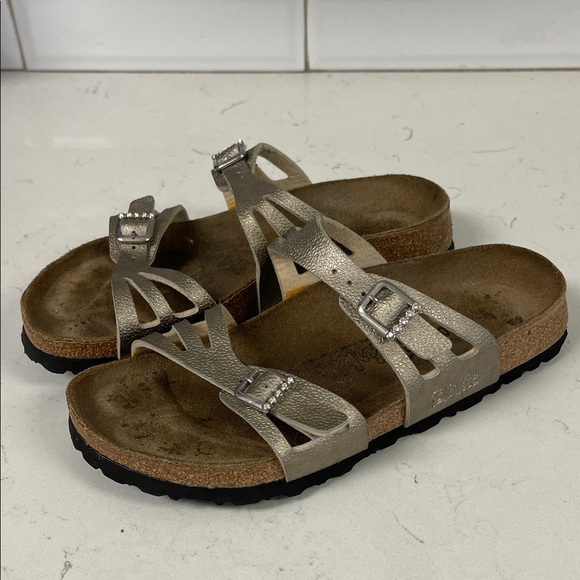 Birkenstock Birki’s Moorea Granada Metallic Rhinestone Sandals US Size 5 EU 35 - Picture 1 of 17